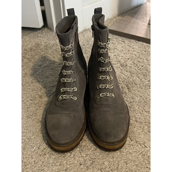 Cecilia New York Chance Hiker Boots Gray Suede Leather 8M - Picture 2 of 11